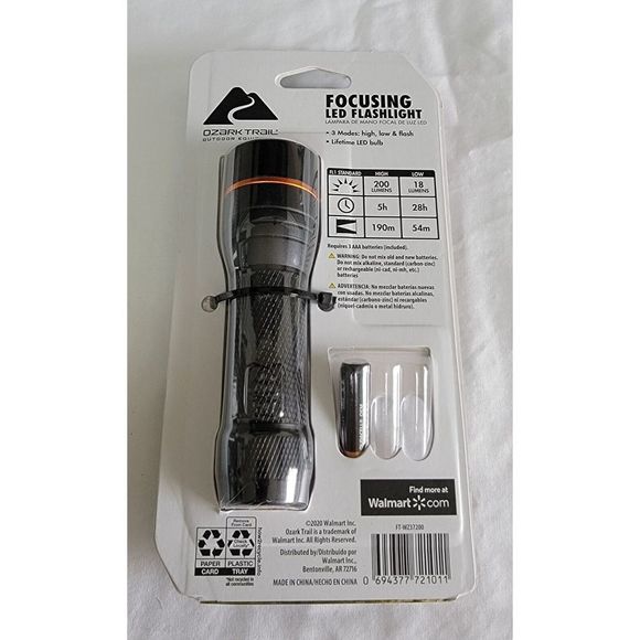 Ozark Trail Camping 200 Lumens Focusing Spot Wide Flood LED Flashlight - Picture 3 of 5